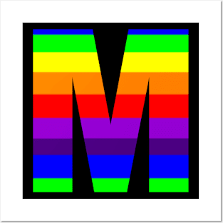 The Letter M in Rainbow Stripes Posters and Art